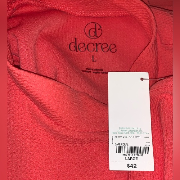 Decree Women’s Stretch Sheath Dress Faux Wrap Back Coral Orange Size Large - Picture 3 of 4